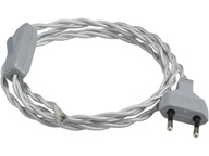 Kábel, drôt so zástrčkou + vypínač na lampu, 1,5 m, šedý