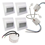 SET 4x LED schodiskové svietidlo + 2 detektory + napájací zdroj