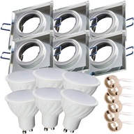 SET 6x LED GU10 5W halogénové SKLO Štvorcové SVIETIDLÁ