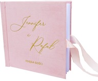 Kniha návštev POWDER PINK GOLDEN SCRIPTS zamatová SVADBA