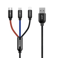 Kábel Baseus 3v1 USB-C / Lightning / Micro 30 cm