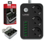 LDNIO Power Strip SE3631 3xAC 6xUSB 2500W 10A predlžovací kábel 1,6m