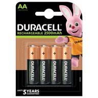 Kapacita batérie Duracell AA 2500 mAh, 4 ks.