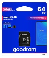 64GB MICRO SD/HC GOODRAM PAMÄŤOVÁ KARTA + ADAPTÉR