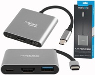 Multiportový Fowler mini USB-C PD, USB 3.0, HDMI 4K