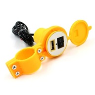 Žltá USB ON/OFF 2.1 A nabíjačka na motorku