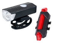 SET PREDNÉ SVETLÁ NA BICYKEL + ZADNÁ LED LAMPA USB