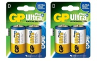 4x GP ULTRA Plus R20 D alkalická batéria 1,5V napájanie