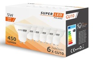 6x LED žiarovka GU10 5W SuperLED 450lm 45W