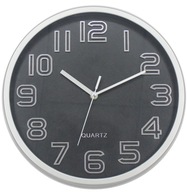 Elitehoff čierne, strieborné nástenné hodiny, 30 cm