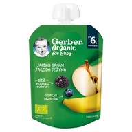 Gerber Bio dezert Jablko, banán, čučoriedka, černica po 6 mesiacoch 80 g