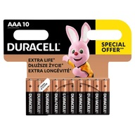 10 x alkalická batéria ORIGINÁL Duracell Basic MN2400 LR03 AAA