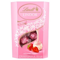 Lindt Lindor Pralinky z bielej čokolády s kúskami jahôd 200 g