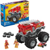 HOT WHEELS MEGA BLOKS BLOCKS MONSTER TRUCK hasičské auto + QUAD 2 figúrky