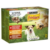 Friskies mokré krmivo, mix príchutí, sada 12 kusov, 1,2 kg