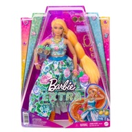 BARBIE Extra Fancy Doll Dlhé vlasy Kvetinové šaty + Mačiatko HHN14