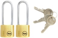 2x YALE MOSADZNÝ PADLOCK Systém jedného kľúča 30mm