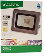 LED FLOODLIGHT 20W 1600LM 3000K IP65 TEPLÁ BIELA