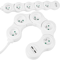 PREDĹŽENIE POWER STRIP 5 zásuviek 2xUSB SNAKE