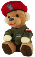 MASKOT MEDVEĎ MÁ DARČEK POĽSKEJ ARMÁDY BERET ČERVENÝ VOJENSKÝ DEN