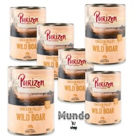 Purizon Wild Boar Chicken mokré krmivo pre mačky v sade 6 x 400 g