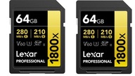 2x Lexar SDXC Pro 64GB 280MB/s UHS-II 1800x V60