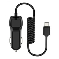 Nabíjačka do auta s pružinovým káblom Micro USB typu C F