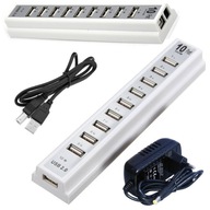 AKTÍVNY USB HUB 10 USB 2.0 PORTOV + 5V 3A NAPÁJANIE