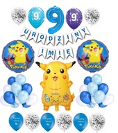 Sada Pokemon Pikachu Balloons 9 narodeniny + meno