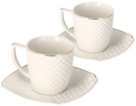 Sada bielych porcelánových šálok 2 x 240 ml na kancelársku kávu a čaj