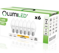 6x E27 LED žiarovka na sviečku 5W 40W 3000K LUMILED