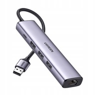 UGREEN 5v1 USB-A na 3xUSB 3.0 RJ45 USB-C adaptér