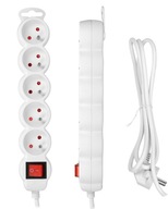 Power Strip Napájací predlžovací kábel 5-cestný uzemňovací spínač 1,5 m