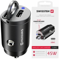 SWISSTEN RÝCHLA NABÍJAČKA DO AUTOMOBILKU 2x USB-C 45W