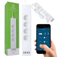 WIFI SMART Power Strip Predlžovací kábel 4 x USB 4 Zásuvky Plán WOOX