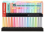 Zvýrazňovače STABILO BOSS pastel 15ks stojan