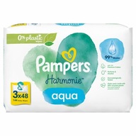 Pampers Harmonie Aqua vlhčené obrúsky 0% plast 3x48 ks