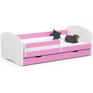 Detská posteľ so zábradlím 180x90 ružový matrac
