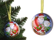 Kovová dekorácia Christmas Bauble - Santa Claus so snehuliakom pre dieťa