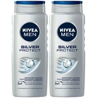 Nivea Men Silver Protect Sprchový gél na umývanie vlasov na telo 2x500ml