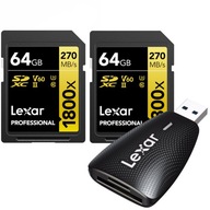 2x KARTA LEXAR PRO 64GB 1800X UHS-II V60 + ČÍTAČKA