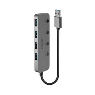 Hub USB 3.0 LINDY Zap./Vyp. Prepína 4 porty sivý