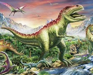 FARBA PODĽA ČÍSEL DINOSAUR T-REX PRI RIEKE S RÁMOM 50x40 CM