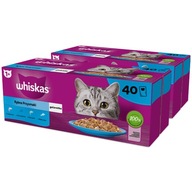 WHISKAS vlhké krmivo pre mačky Rybie príchute v želé vrecúškach 2x40x85 g