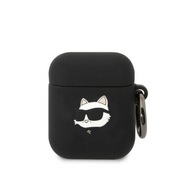 Karl Lagerfeld Silicone NFT Choupette Head 3D – puzdro na AirPods 1/2 Gen (čierne)