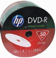 DVD-R HP 4,7 GB x16 Potlačiteľné pre tlač 100 ks