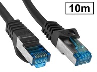 Patchcord kat.6A štít PIMF RJ45 1:1 čierny 10m