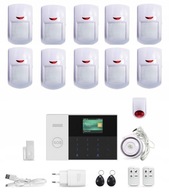 BEZDRÔTOVÝ WIFI GSM ALARM 10 DETEKTOROV + SIRÉNA + SMS