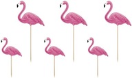 Aloha Cake Topper FLAMINGOS Hawaii Birthday 15-23,5cm 6ks.