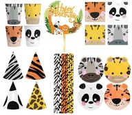 ANIMALS Set taniere Poháre Slamky Topper